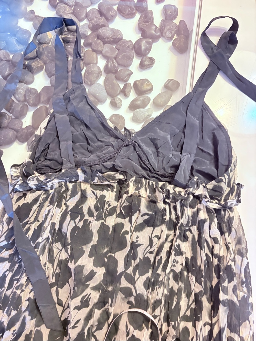 NWT- J.Crew Black and Cream Floral V-Neck Midi Dress - Picture 9 of 12